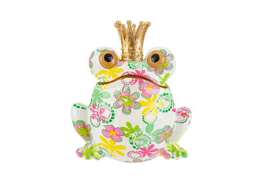 Picture of SALVADANAIO FROG RESINA FLOWERCOLOR 18x13,5x18CM