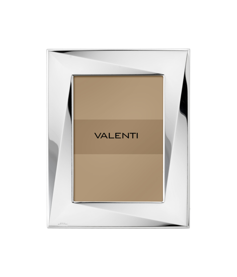 Immagine di Porta foto lucido in argento laminato, retro legno. cornici cm 18x24 - retro bianco Marca: Valenti & co