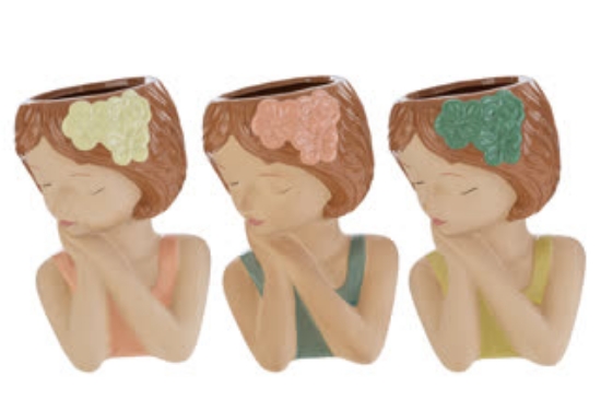 Picture of VASO CERAMICA GIRL 3 ASS 9x8xh.12 CM C/SHOPPER 13892