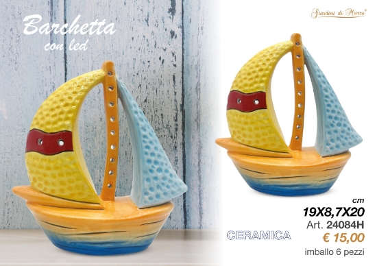 Immagine di BARCHETTA CON LED CM 19X8,7X20 CODICE 24084  GIARDINI DI MARZO