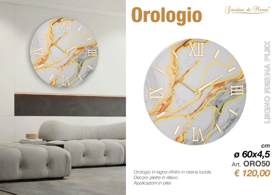 Immagine di OROLOGIO EFFETTO MARMO 60 CM BIANCO OR050 GIARDINI DI MARZO