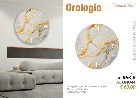 Immagine di OROLOGIO EFFETTO MARMO 40 CM BIANCO OR044 GIARDINI DI MARZO