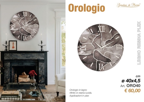 Immagine di OROLOGIO EFFETTO MARMO 40 CM GRIGIO SCURO OR040 GIARDINI DI MARZO