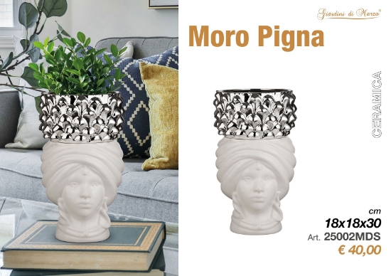 Immagine di MORO DONNA 30 CM BIANCO CON PIGNA SILVER 25002MDS GIARDINI DI MARZO