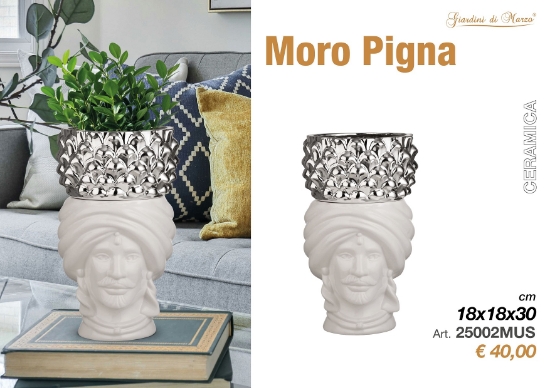 Immagine di MORO UOMO 30 CM BIANCA CON PIGNA SILVER 25002MUS GIARDINI DI MARZO