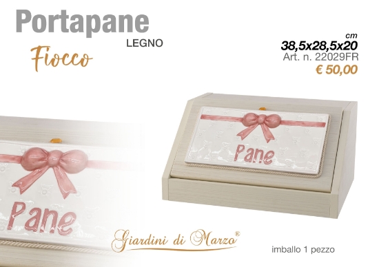 Immagine di PORTA PANE BIANCO FIOCCO ROSA 22029FR GIARDINI DI MARZO
