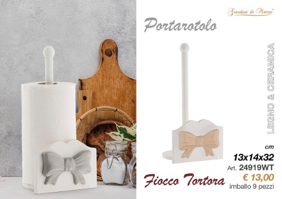 Immagine di PORTA ROTOLO LEGNO FIOCCO TORTORA 24919W GIARDINI DI MARZO