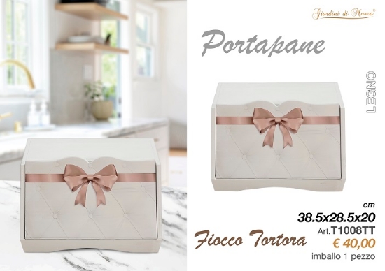 Immagine di PORTA PANE BIANCO FIOCCO TORTORA T1008TT GIARDINI DI MARZO