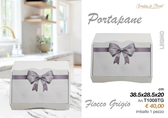 Immagine di PORTA PANE BIANCO FIOCCO GRIGIO T1008TG GIARDINI DI MARZO