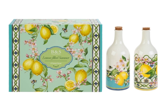 Immagine di SET OLIO/ACETO PORCELLAN DEC.LIMONI 7,5X20CM C/ASTUCCIO