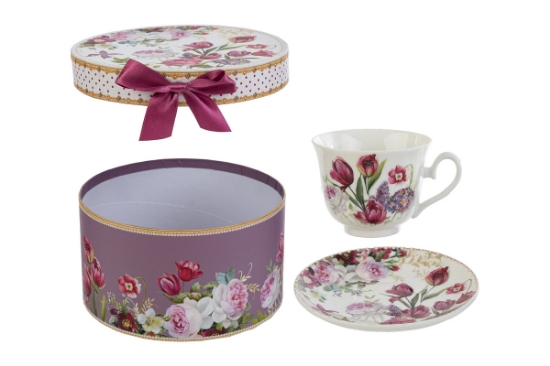 Immagine di TAZZA DA TE'  DI CHARME PORCELLANA C/ASTUCCIO d.16x9CM