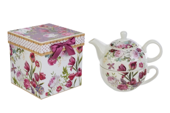 Immagine di SET TEIERA BOUQUET DI CHARME PORCELLANA C/ASTUCCIO