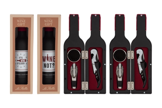 Immagine di ACCESSORI 3PZ VINO IN BOTTIGLIA WINE TIME 6X23CM