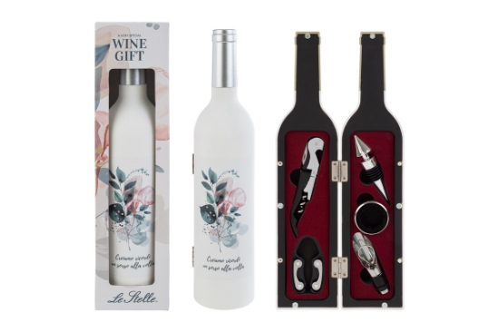 Immagine di ACCESSORI 5PZ VINO IN BOTTIGLIA SORSI D'AMORE 7X32CM VINO