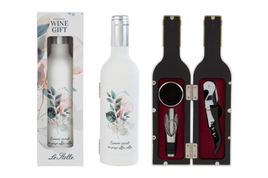 Immagine di ACCESSORI 3PZ VINO IN BOTTIGLIA SORSI D'AMORE 6X23CM