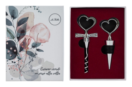 Immagine di SET 2 PZ ACCESSORI VINO SORSI D'AMORE C/ASTUCCIO