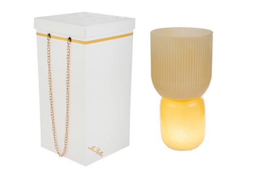 Immagine di VASO VETRO LAMPADA BEIGE d.12xh.23CM C/BOX-ROSE 189005