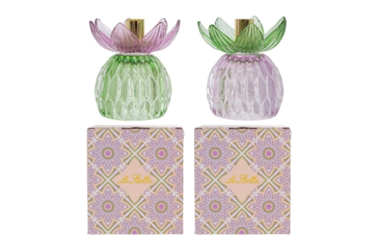 Immagine di PORTACANDELA FIORE V COLORATO 2ASS.11x11xh.12CM