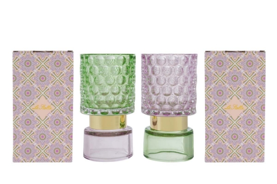 Immagine di PORTACANDELA V COLORATO 2ASS.9x9xh.17CM C/COLOR/BOX