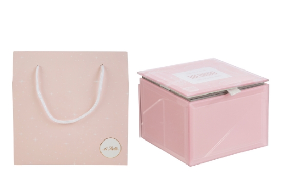Immagine di SCATOLA VETRO ROSA 9x9xh.7CM C/SHOPPER 156634