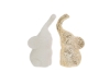 Immagine di SET 2 ELEFANTINI PORCEL 3D BIANCO/ORO 5x9xh.16CM
