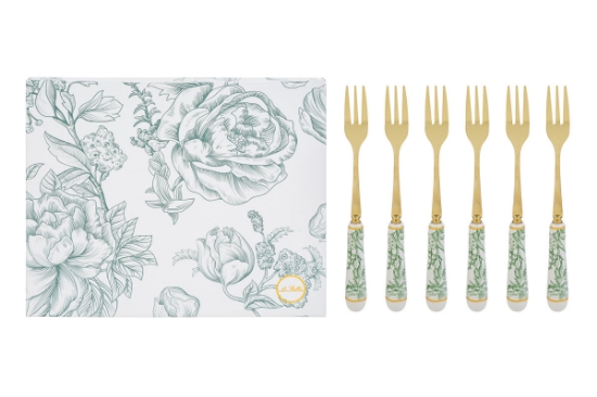 Immagine di SET 6 PZ FORCHETTINE DEC.VERDE 15CM C/ASTUCCIO