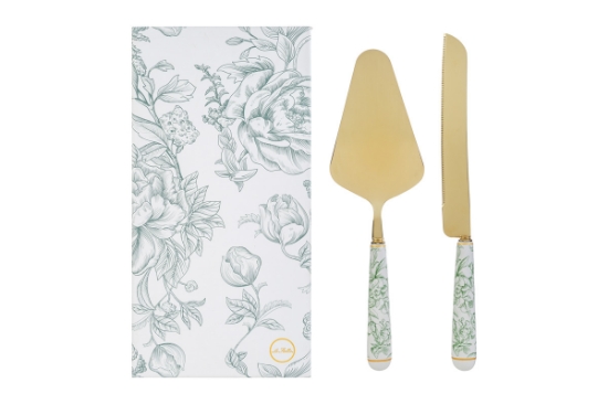 Immagine di SET 2 PZ TAGLIA TORTA DEC.VERDE 28CM C/ASTUCCIO