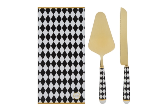 Immagine di SET 2 PZ TAGLIA TORTA DEC.SCACCHI 28CM C/ASTUCCIO