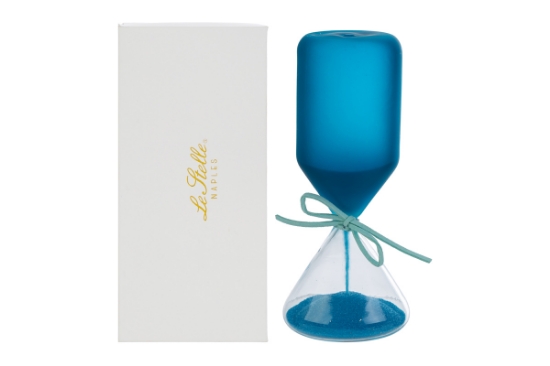 Immagine di CLESSIDRA VETRO CELESTE SATINATO h.15CM C/ASTUCCIO