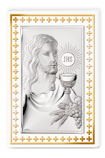 Immagine di Pannello Gesu' Comunione Con foglia Oro 9x13,5 81507/3L