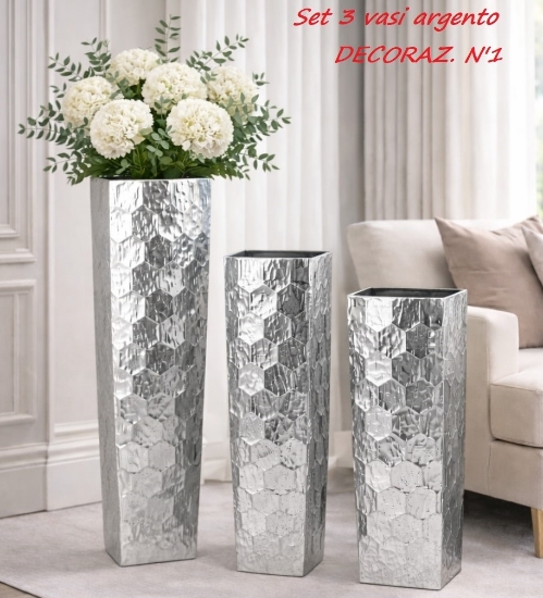 Immagine di SET 3 VASI COLORE ARGENTO VG001S GIARDINI DI MARZO