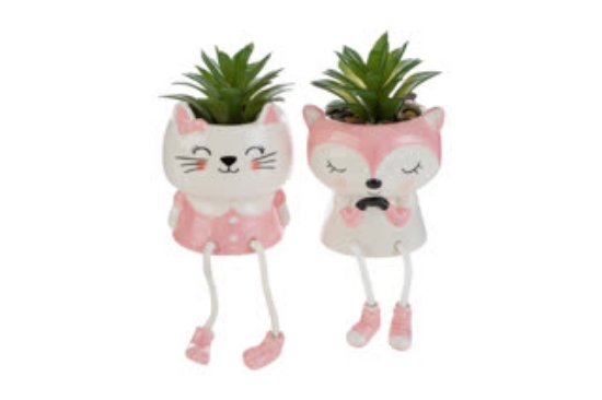 Immagine di PIANTINA ANIMALI ASS.2 8,5x8,5xh.14CM ROSA 57072