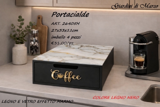 Immagine di PORTACIALDE NERO EFFETT MARMO GOLD 26405H  GISRDINI DI MARZO