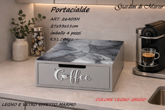 Immagine di PORTACIALDE GRIGIO EFFETTO MARMO SILVER 26403H  GIARDINI DI MARZO
