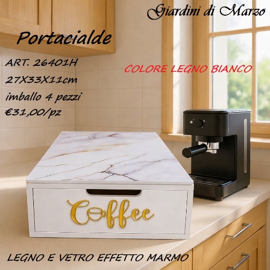 Immagine di PORTACIALDE BIANCO EFFETTO MARMO GOLD 26401H GIARDINI DI MARZO